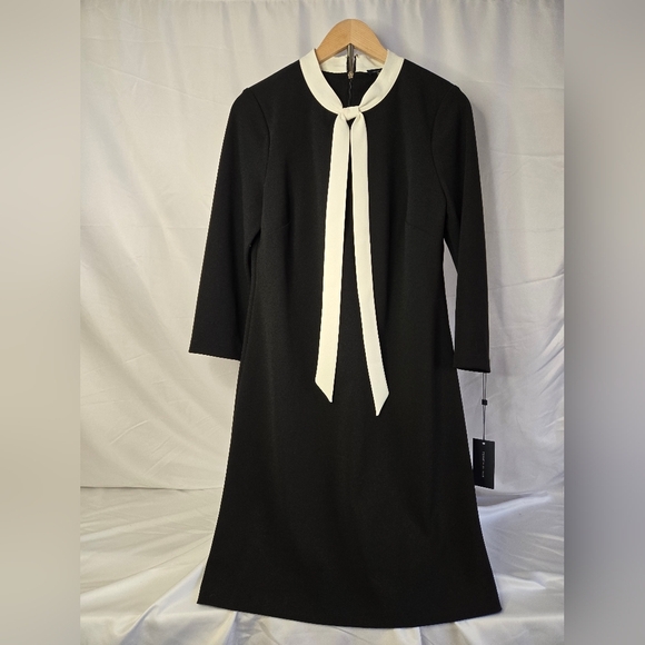 Tommy Hilfiger Black A-Line Dress with Neck Tie | Size 10 | NWT - Picture 1 of 10